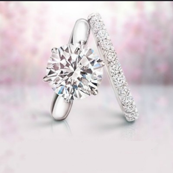 925 CZ Diamond Ring Set - Picture 2 of 6